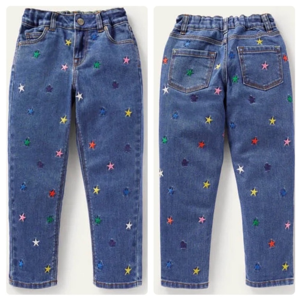 Mini Boden Kids' Embroidered Pull-On Jeans - Size 7